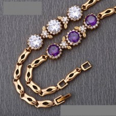 Eleganta rokassprādze ar violetiem vai krāsainiem cirkoniem